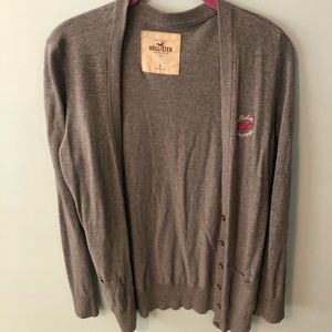 Hollister Long Sleeve Cardigan with Buttons Gray